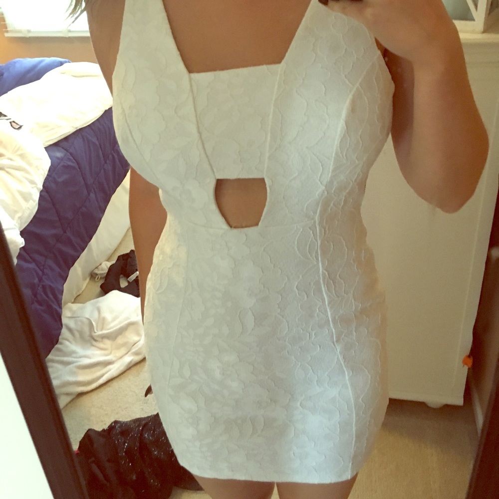 White lace mini dress